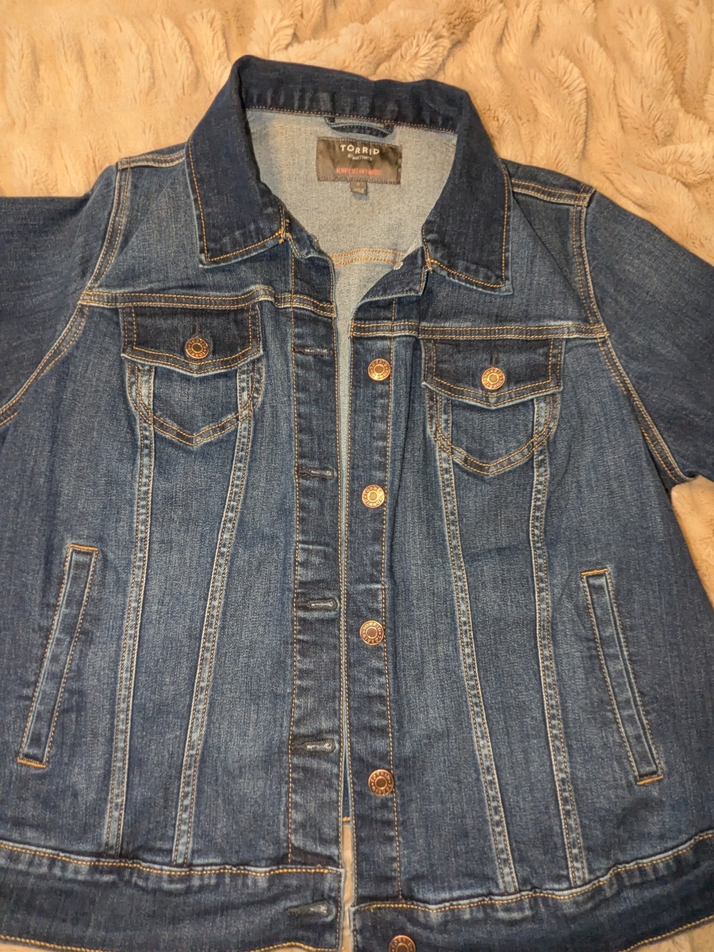 torrid Dark Indigo Denim Jacket with Contrast Stitching